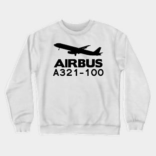 Airbus A321-100 Silhouette Print (Black) Crewneck Sweatshirt